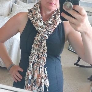 Handmade Silk Scarf Upcycled Floral Pink Cream Gray Soft